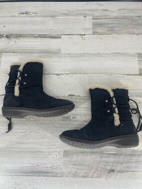 UGG Akadia 7" Sheepskin Boots Black Lace Up 1007760 Size 11